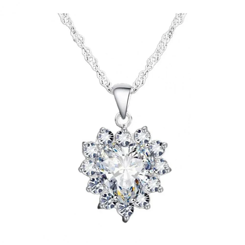❤️ NEW ❤️ Woman 925 Sterling Silver Earrings And Necklace Set Bundle Heart - Picture 3 of 4